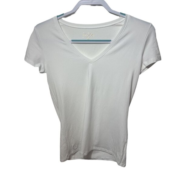 Lilly Pulitzer Meredith Tee White V-Neck Size Small NWOT - Picture 2 of 5